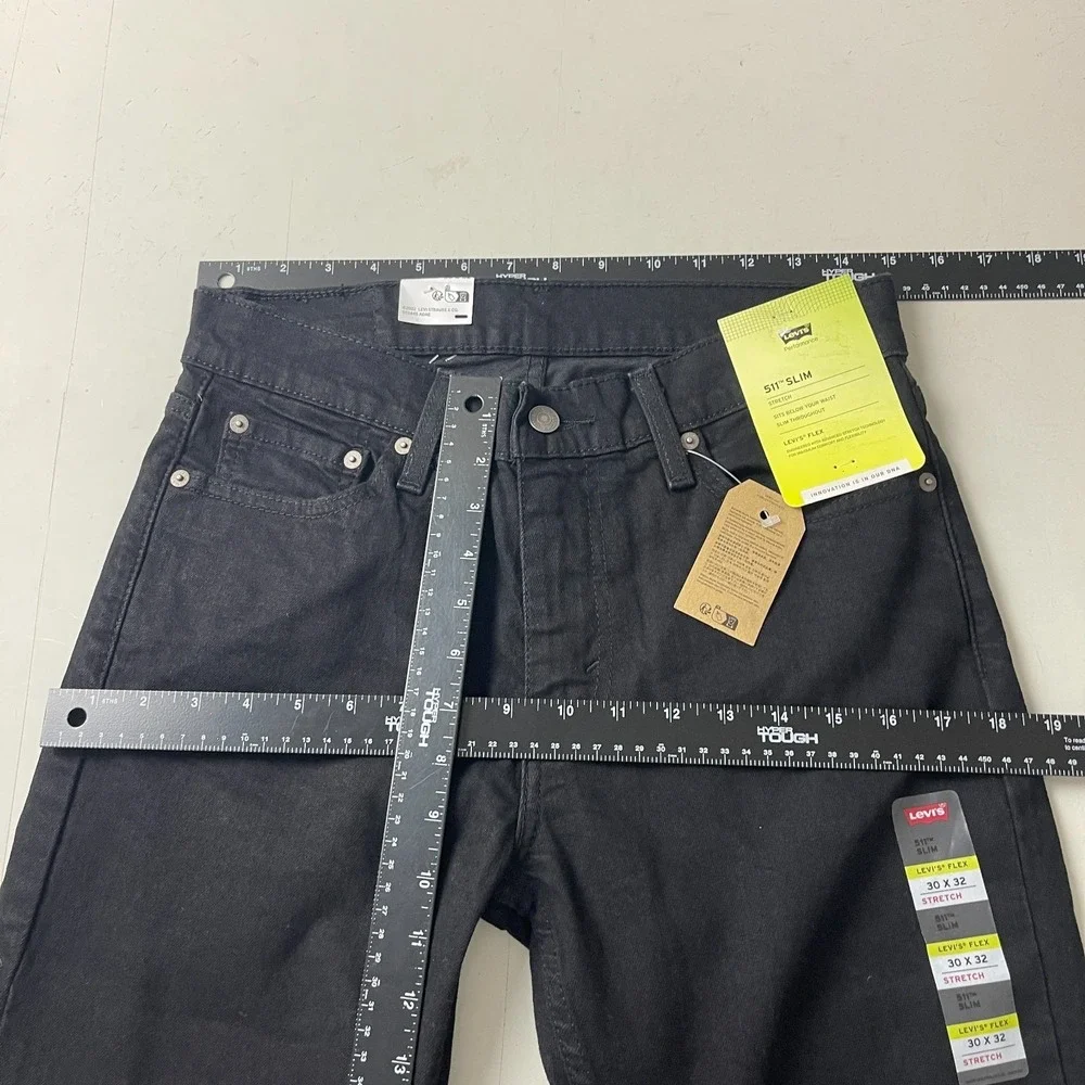 Levis Jeans Mens 30x32 Black 511 Slim Dark Wash Stretch Denim Grunge Punk Goth